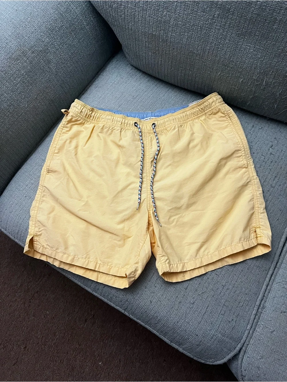 Tom Tailor Denim Men M Yellow Quick Dry Elastic Waist Swim Trunks Shorts Resort